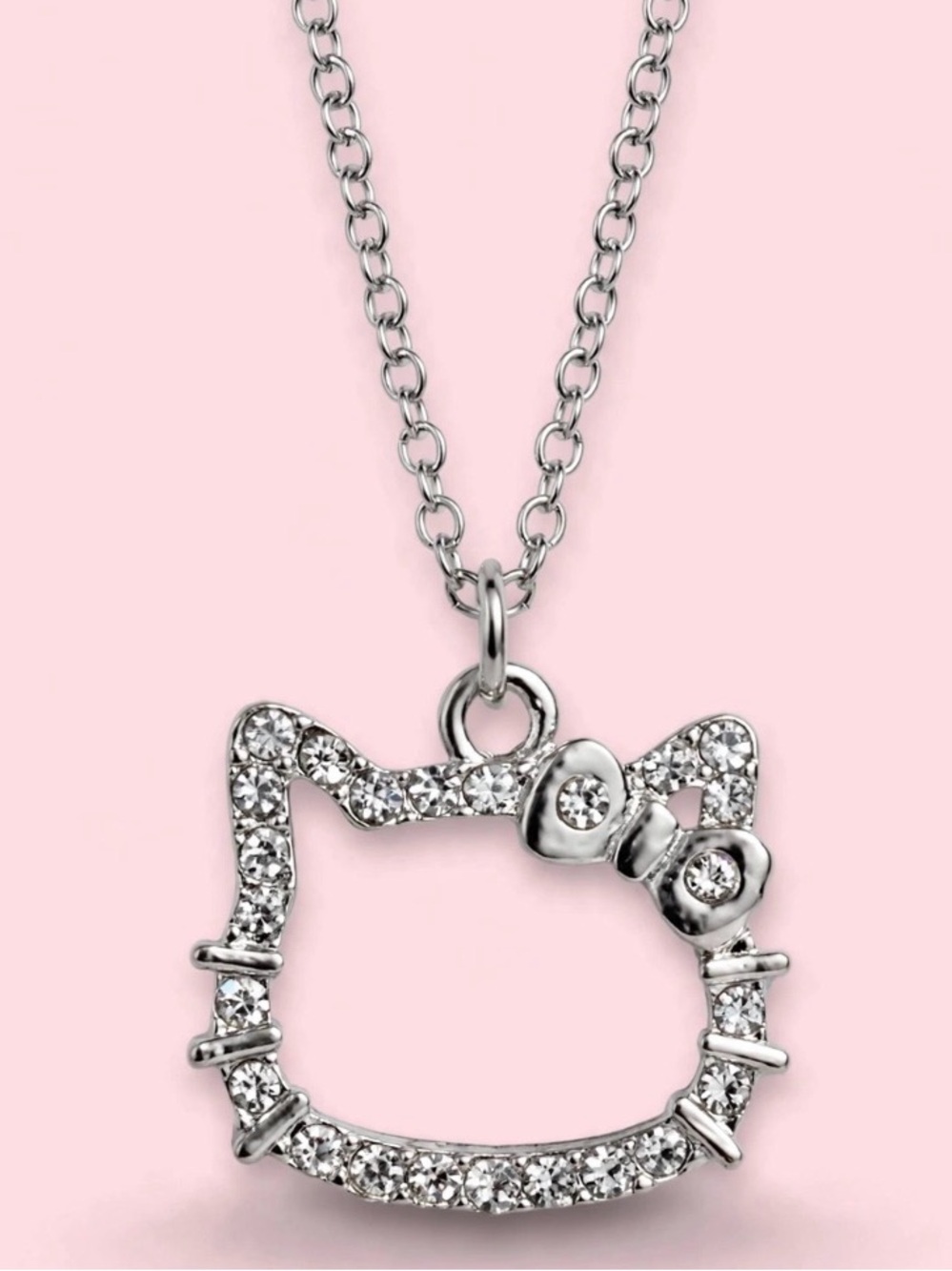 Small Silver Hello Kitty Outline Necklace - Women's Jewelry